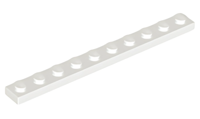 Деталь LEGO Plate 1 x 10 4477 White N