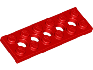 Technic, Plate 2 x 6 with 5 Holes, 32001 Red U