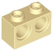 Technic, Brick 1 x 2 with Holes, 32000 Tan N