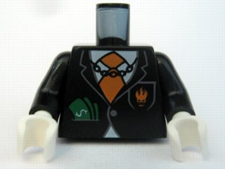 Torso Agents Villain Suit with Orange Tie and Cash in Pocket, Dollar Sign on Back Pattern / Black Arms / White Hands, 973pb0564c01 Black U
