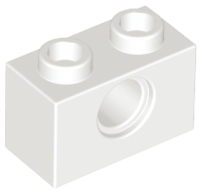 Technic, Brick 1 x 2 with Hole, 3700 White N