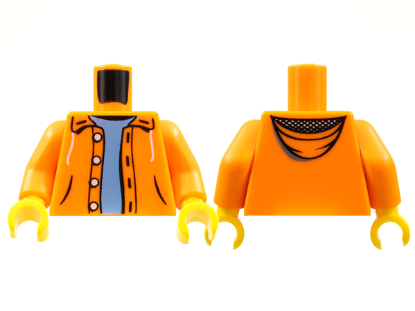 Торсик Lego Torso Open Jacket Hoodie with 4 Buttons over Medium Blue Sweater Pattern / Orange Arms / Yellow Hands 973pb0906c01