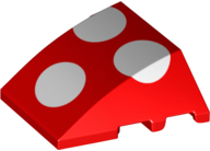 Wedge 4 x 3 Triple Curved No Studs with Three White Polka Dots Pattern, 64225pb038 Red N