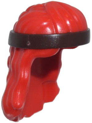 Minifigure, Hair Long, Wavy, Braid with Molded Dark Brown Headband Pattern, 105315pb01 Red U