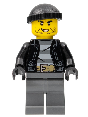 Минифигурка Lego Police - City Bandit Crook, Black Knit Cap, Black Stubble cty0930 U