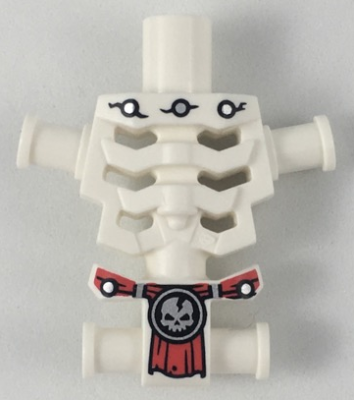 Torso Skeleton, Angular Rib Cage with Repaired Holes and Cracks and Red Loincloth Pattern, 93060pb07 White U