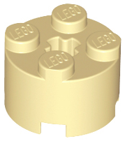 Brick, Round 2 x 2 with Axle Hole, 3941 Tan U
