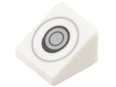 Slope 30 1 x 1 x 2/3 with Joystick Control, Dark Bluish Gray, Black, and Light Bluish Gray Circles Pattern, 54200pb119 White N