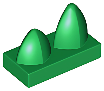 Деталь LEGO Lego Tile, Modified 1 x 2 with 2 Teeth Vertical 15209 Green U