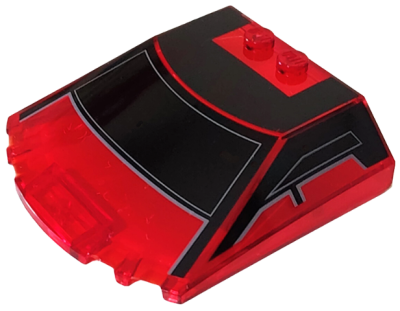 Windscreen 6 x 6 x 1 1/3 Straight Sides with Black Window Frame Outline and Roof Pattern, 65633pb11 Trans-Red U