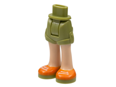 Mini Doll Hips and Shorts Folded Hem with Light Nougat Legs and Orange Shoes with White Laces and Olive Green Soles Pattern - Thick Hinge, 11202c00pb14 Olive Green U