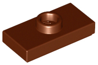 Plate, Modified 1 x 2 with 1 Stud with Groove and Bottom Stud Holder (Jumper), 15573 Reddish Brown U