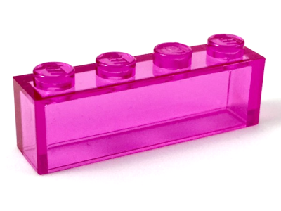 Brick 1 x 4 without Bottom Tubes, 3066 Trans-Dark Pink U