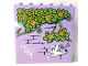 Panel 1 x 6 x 5 with Lime Leaves and Bright Light Orange Flowers on Lavender Brick Wall with Graffiti Pattern (Sticker) - Set 41365, 59349pb223  