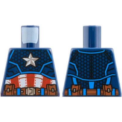 Torso Armor Outline with White Star on Chest, Red and White Stripes Pattern, 973pb4178 Dark Blue U