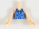 Torso Mini Doll Girl Blue Swimsuit Top with Light Aqua Filigree and Scalloped Waist Pattern, Light Nougat Arms with Hands, FTGpb234c01