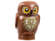 Owl, Small with Bright Light Orange Eyes, Dark Tan Feathers and Black Beak Pattern, 3753pb01