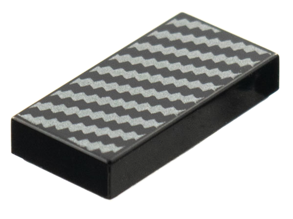 Tile 1 x 2 with Groove with Silver Diagonal Zigzag Lines Pattern 3069bpb0806