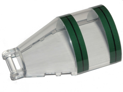 Windscreen 6 x 4 x 2 Round with Bar Handle with Dark Green Stripes Pattern (Stickers) - Set 75248, 92279pb011 Trans-Clear U