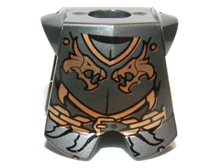 Minifigure Armor Breastplate with Leg Protection with Kingdoms Dragon Heads and Chain Pattern, 2587pb24 Pearl Dark Gray U