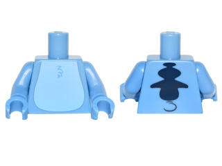 Torso Alien with Bright Light Blue Stomach and Dark Blue Spine Fins on Back Pattern (Stitch) / Medium Blue Arms / Medium Blue Hands, 973pb2319c01 Medium Blue U