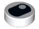 Tile, Round 1 x 1 with Black Eye Squinting with Pupil in Corner Pattern, 98138pb066  
