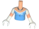 Torso Mini Doll Girl Bright Light Blue Top, Stars, Silver Necklace Pattern, Light Nougat Arms with Hands with White Short Sleeves and Gloves, FTGpb101c01