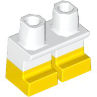 Legs Short with Molded Yellow Lower Legs / Boots Pattern, 41879pb024 White N