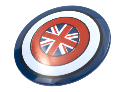 Деталь LEGO Щит Lego Minifigure, Shield Circular Convex Face with Red and White Rings and British Union Jack Flag Pattern 75902pb22 U