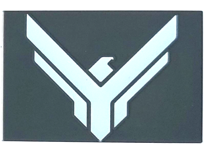 Tile 2 x 3 with White Atreides Hawk Crest Pattern, 26603pb385 Dark Bluish Gray N