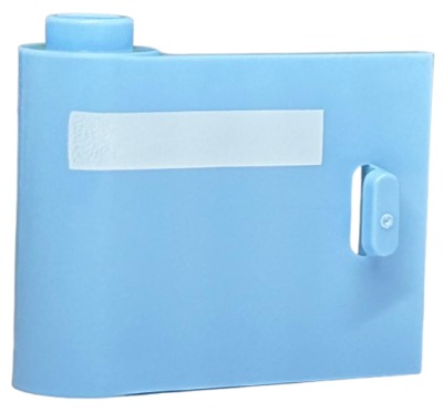 Door 1 x 3 x 2 Left - Open Between Top and Bottom Hinge with Horizontal White Stripe Pattern, 92262pb004 Bright Light Blue N