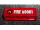 Panel 1 x 4 x 1 with Flame on Black Shield Fire Logo Badge, White 'FIRE 60001' Pattern (Sticker) - Set 60001, 30413pb032  