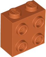 Brick, Modified 1 x 2 x 1 2/3 with Studs on Side 22885 Dark Orange N