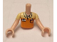 Torso Mini Doll Boy Orange Polo Shirt, Yellow Shoulders, Name Tag, Pocket Pattern, Light Nougat Arms with Hands with Yellow Short Sleeves, FTBpb012c01