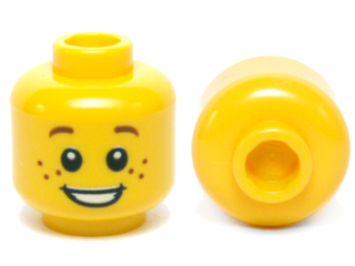 Голова Lego Minifigure, Head Child with Reddish Brown Eyebrows and Freckles, Open Mouth Smile with Teeth Pattern - Hollow Stud 3626cpb0471 New