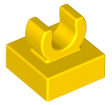 Tile, Modified 1 x 1 with Open O Clip, 15712 Yellow U