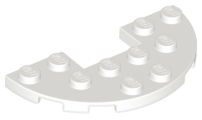 Plate, Round Half 3 x 6 with 1 x 2 Cutout, 18646 White N