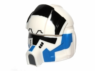 Minifigure, Headgear Helmet SW Clone Pilot with Elongated Breathing Mask and 501st Pattern, 11331pb01 White N