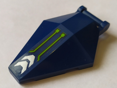 Windscreen 6 x 4 x 1 Hexagonal with Bar Handle with Lime Lines and Silver Plates Pattern (Sticker) - Set 70355, 27262pb05 Dark Blue U