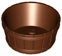 Container, Barrel Half Large with Axle Hole, 64951 Reddish Brown N