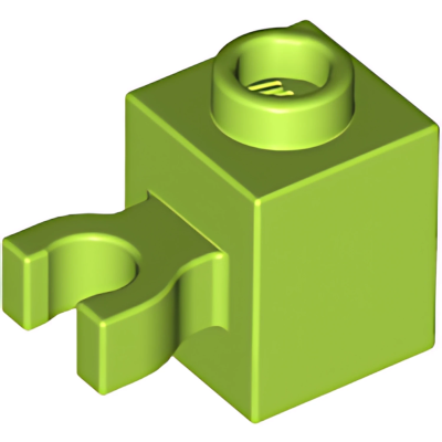 Деталь LEGO Brick, Modified 1 x 1 with Open O Clip (Vertical Grip) - Hollow Stud 30241b (60475b, 65460) Lime U