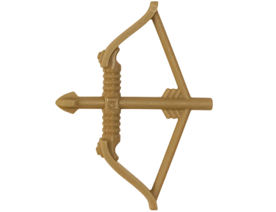 Minifigure, Weapon Bow, Recurve with Wide Flat Limbs, Arrow Drawn, 3748 Dark Tan N