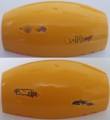 Windscreen 10 x 6 x 3 Bubble Canopy Double Tapered with Square Front Cutout with Gold Ravagers Emblem, Metal Bracket and Damage Pattern (Stickers) - Set 76080, 10312pb07 Bright Light Orange U