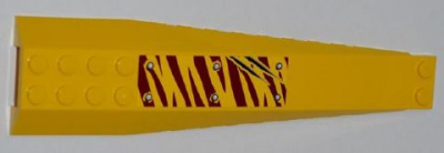 Wedge 16 x 4 Triple Curved with Reinforcements with 6 Rivets and 2 Claw Scratch Marks on Dark Red Tiger Stripes Pattern Model Right Side (Sticker) - Set 5888, 45301pb026R Yellow U
