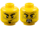 Minifigure, Head Dual Sided Black Eyebrows, Soul Patch, Olive Green Spots and Lines, Lopsided Grin / Open Mouth Scowl with Teeth Pattern, 3626pb3682  