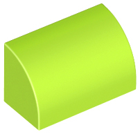 Slope, Curved 1 x 2 with Bottom Stud Holder, 37352 Lime U