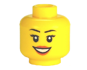 Голова Lego Minifigure, Head Female Black Eyebrows and Eyelashes, Medium Nougat Lips, and Open Mouth Smile with Teeth Pattern - Hollow Stud 3626cpb0633