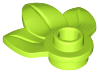 Plant Plate, Round 1 x 1 with 3 Leaves, 32607 Lime N