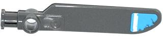 Technic Rotor Blade Small with Axle and Pin Connector End with White Stripe on Dark Azure Background Pattern on Top (Sticker) - Set 70129, 99012pb03 Dark Bluish Gray U