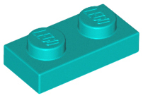 Plate 1 x 2, 3023 Dark Turquoise N
